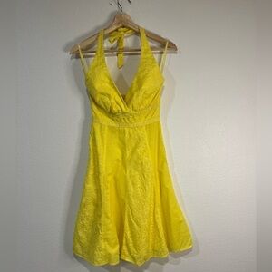 White House black market‎ yellow embroidered dress 0